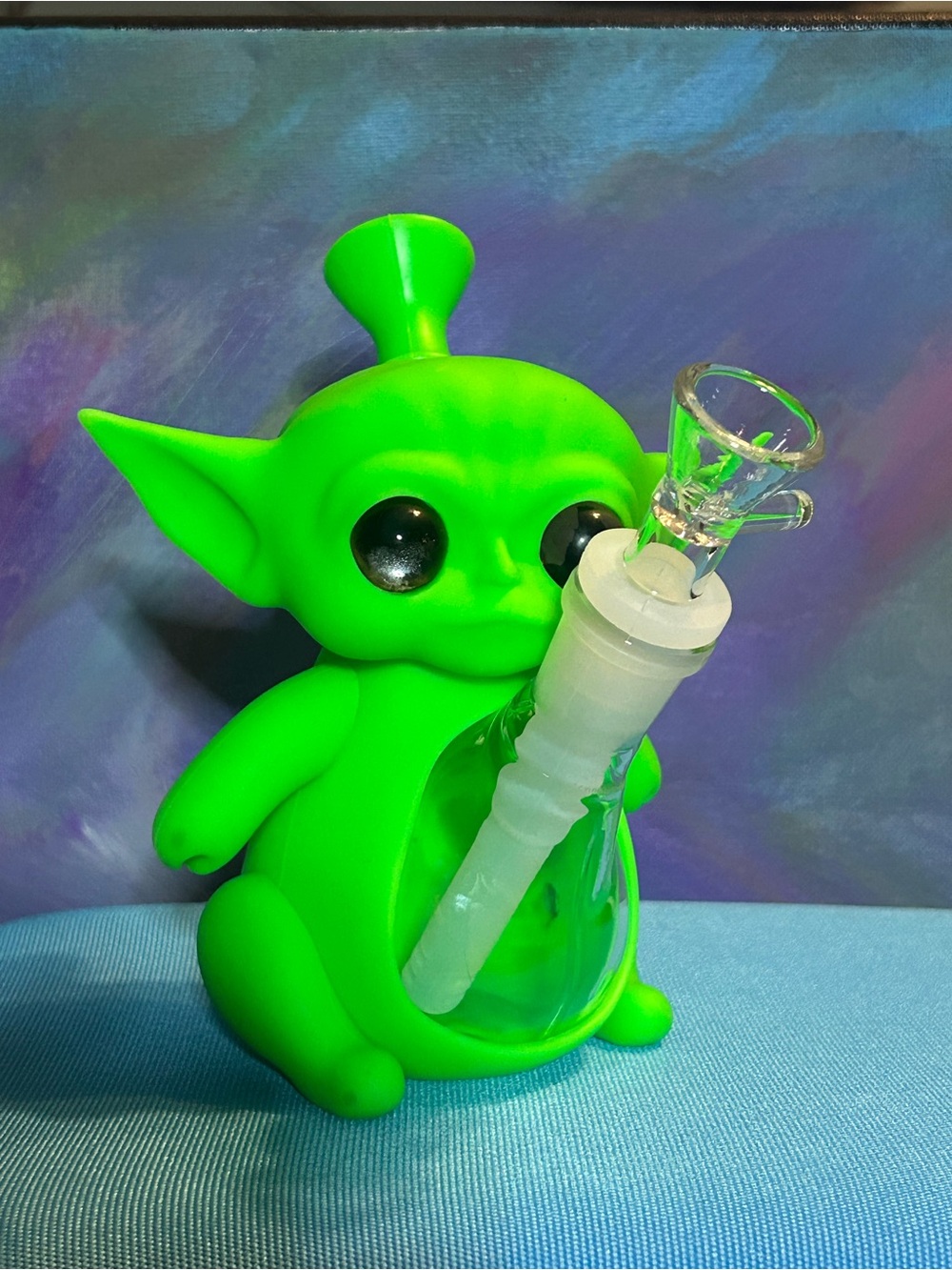 Baby Yoda glass art piece